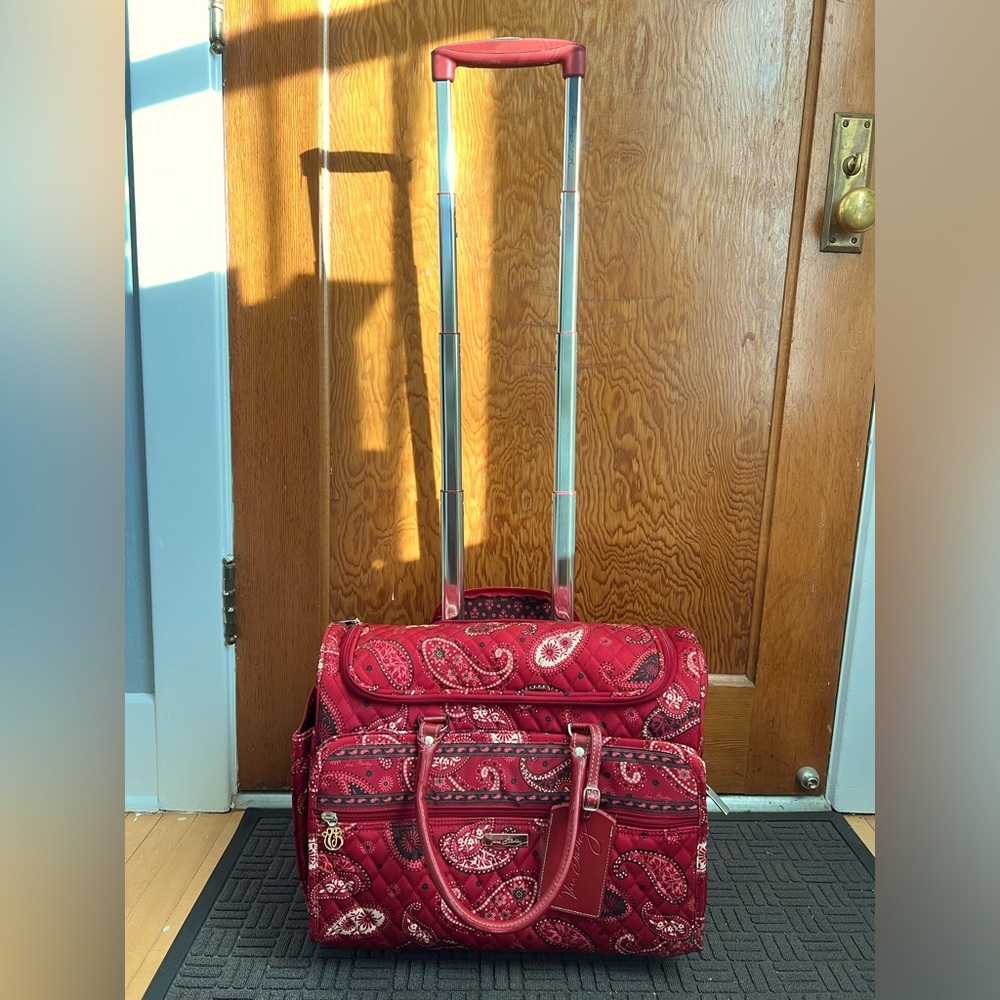 Vera Bradley Rolling carry-on travel tote in Mesa Paisley.